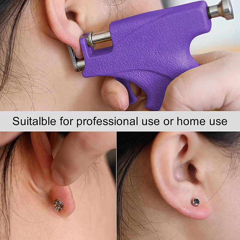 Pistola Per Piercing All'Orecchio Monouso - Confezione Da 2 Con Orecchini In Acciaio Inox E Zirconi - Kit Sicuro Per Forare Le Orecchie A Casa - 2
