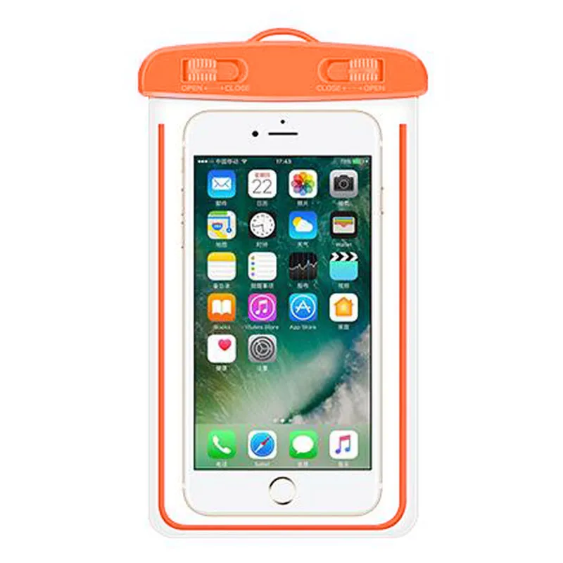 Универсальный плавательный водонепроницаемый чехол для телефона флуоресцентный для iPhone 6 7 8 plus для xiaomi Мобильный водонепроницаемый чехол сумка - Цвет: Небесно-голубой