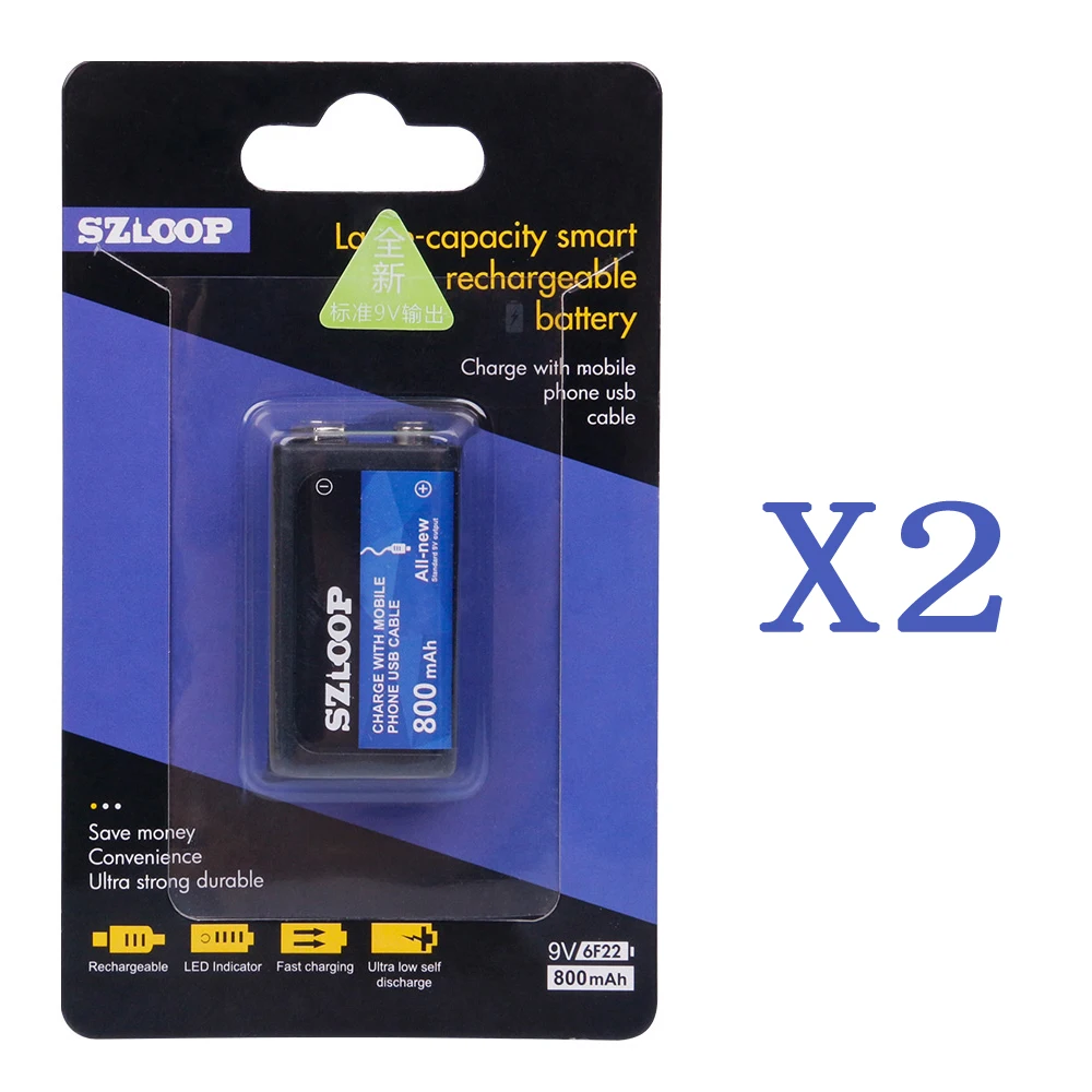 Rechargeable Battery SZLOOP 9V перезаряжаемая батарея 800mAh для радиоуправляемого вертолета часть USB перезаряжаемая Lipo батарея для радиоуправляемого вертолета модель микрофона - Цвет: Rechargeable Battery