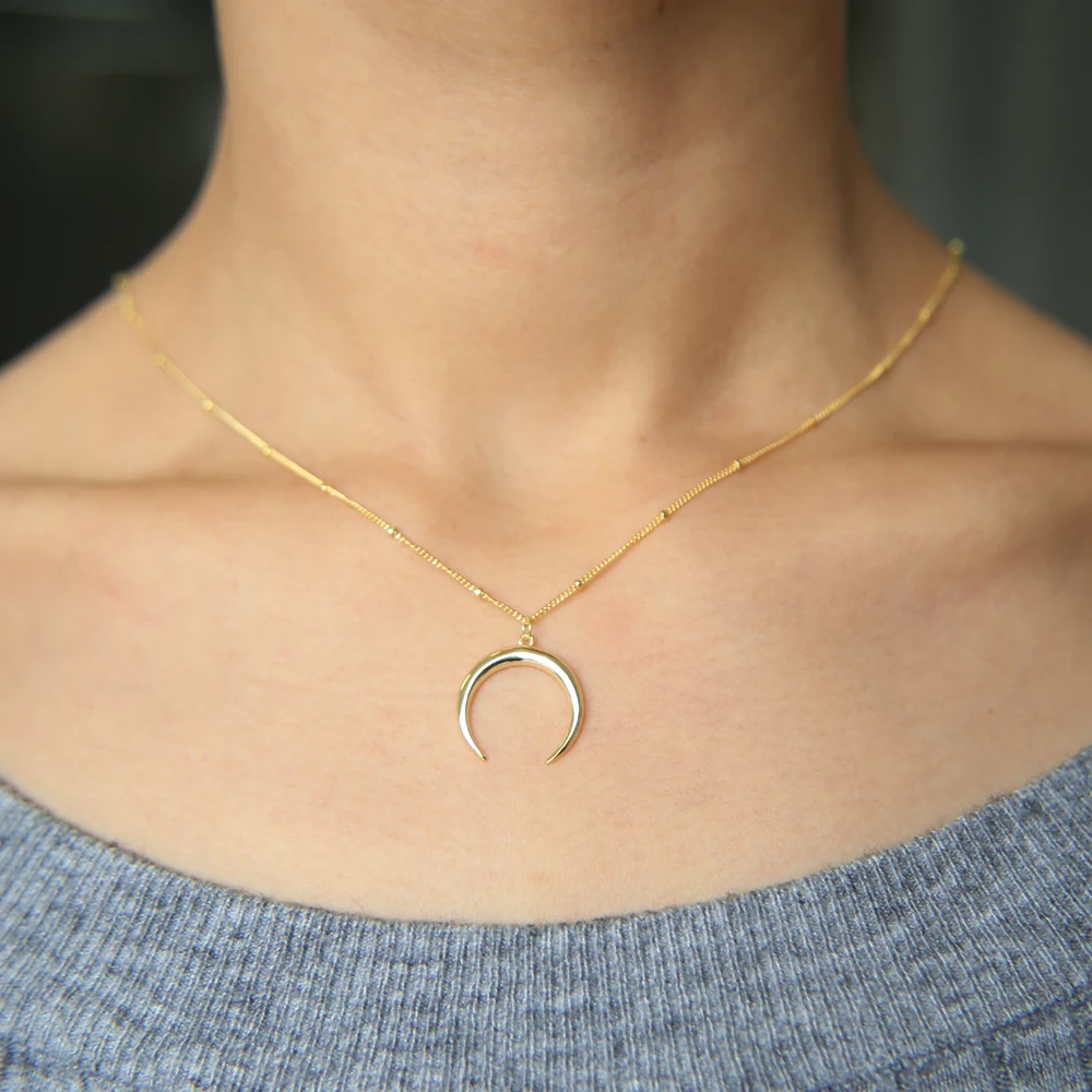 Hot Sale Delicate Moon pendant Necklace Jewelry Curved Moon Necklace Gold color 925 Silver Moon Necklace Jewelry Birthday Gift - Image 4