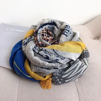

LUXURY BRAND ethnic scarf women's winter autumn Spain style long VINTAGE print scarf Pashminas Sjaal Muslim Hijab Snood