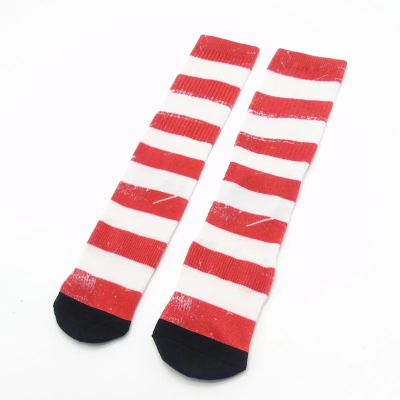 Red Striped Marvel Socks Men American Captain Superman Cartoon Novelty Sock Towel Terry Bottom Hip Hop Skateboard Sockken