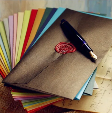 10pcs/lot 220*110mm Colorful Brilliant Envelope Random Design For Office School Stationery Wedding Invitation Envelopes | Канцтовары для