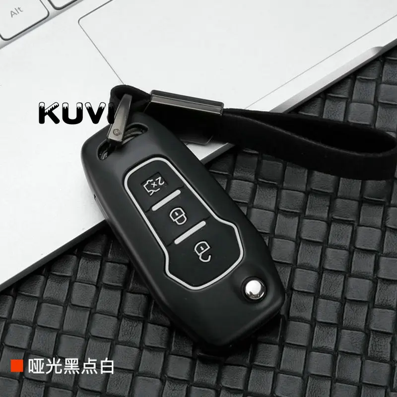 black white Сплав из углеродного волокна+ силиконовый чехол для ключей для Ford Focus Everest Explorer Edge Kuga авто защита оболочки ключей аксессуары - Название цвета: black white