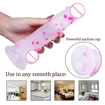Jelly Medical Silicone Dildo Realistic Adult Toys Soft Strapon Artificial Penis New Dildos Bullet Colourful Sex Toys for Woman 6