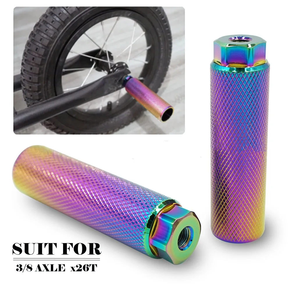 2x For MTB BMX Bike Bicycle Axle Pedal Alloy Foot Stunt Peg Footrest-Lever Cylinder Grip Anti-Slip Front Rear Axle Foot Pick