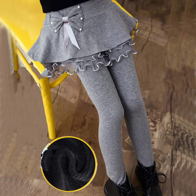 fleece gray 03 Детские зимние теплые детские юбки длинные плотные леггинсы для маленьких девочек со звездами, милые однотонные леггинсы для маленьких девочек - Цвет: fleece gray 03