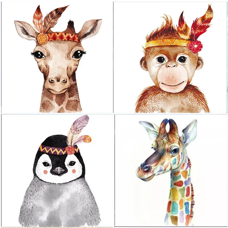 

European simple Animal Resin 5D Diamond Painting Canvas Kits art Embroidery Home Decoration Mosaic Full Round Cross Stitch Gifts
