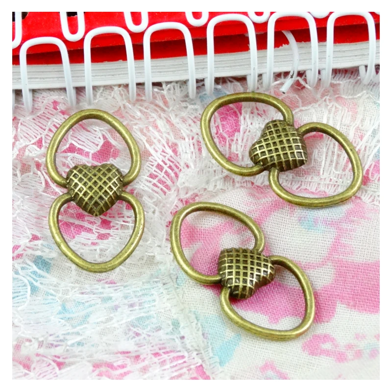 

60 шт./лот 13,3*24,7 мм соединители в форме сердца с античным бронзовым покрытием для изготовления ювелирных изделий, браслетов, аксессуары «сделай сам»