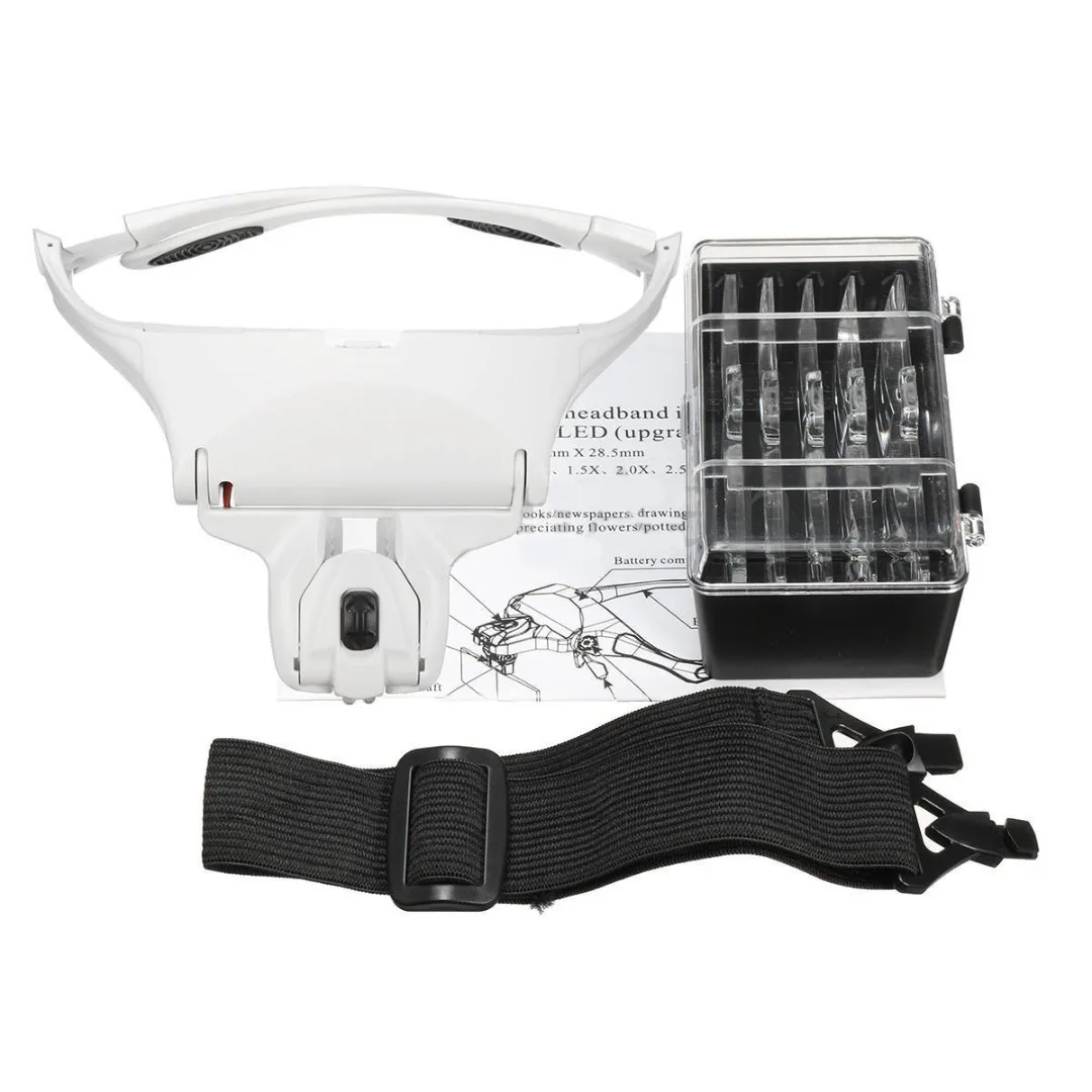 

New Headband Magnifier 1X-3.5X Magnifying Glass Loupe Glasses With LED Light For Reading Handcrafting Watch Repaing Tool
