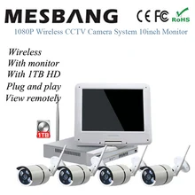 Встроенный 1 ТБ HDD 10 дюймов монитор 1080P беспроводная wifi cctv ip-камера система для домашнего магазина 2MP камера безопасности система wifi