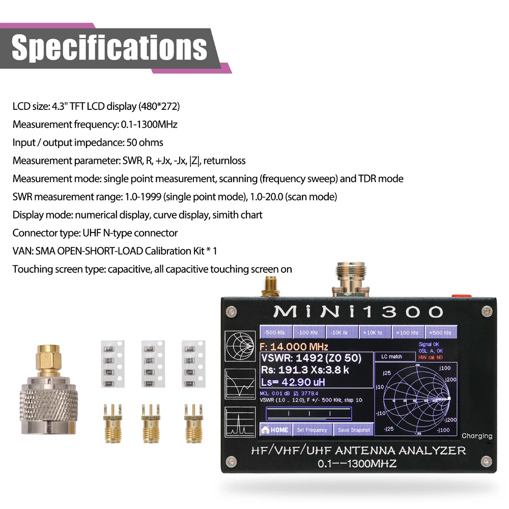 3 5 дюймовый цифровой дисплей MINI1300 сенсорный экран 4 0 1 МГц HF VHF UHF ANT SWR антенный