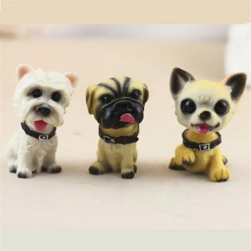 1pc Cute Shaking Head Resin Dog Puppy Figurines Auto Interior Dashboard Toys Home Desktop Furnishing Decor Gifts Random Style|Статуэтки и