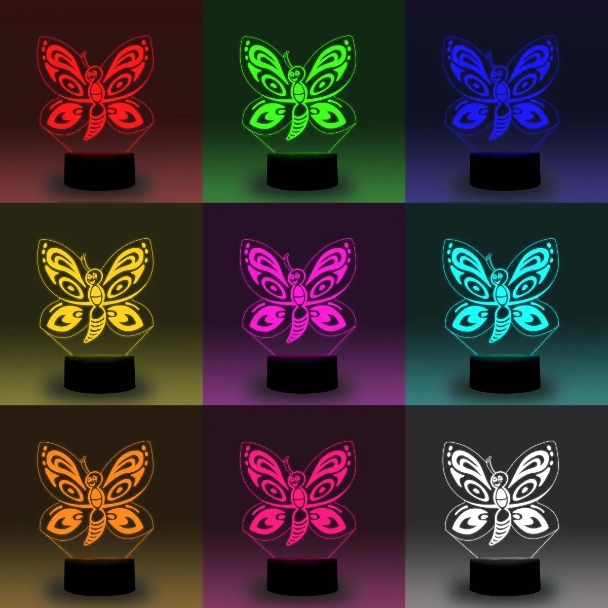 NiteApps 3D бабочка RGB светодиодный ночник настольная лампа Иллюзия подарок на день рождения приложение/сенсорное управление