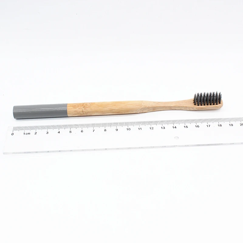 4pcs Rainbow Bamboo Toothbrush Round Bamboo Handle Black Bristle Adult Tandenborstel Wooden Handle Low carbon Toothbrush 8Colors