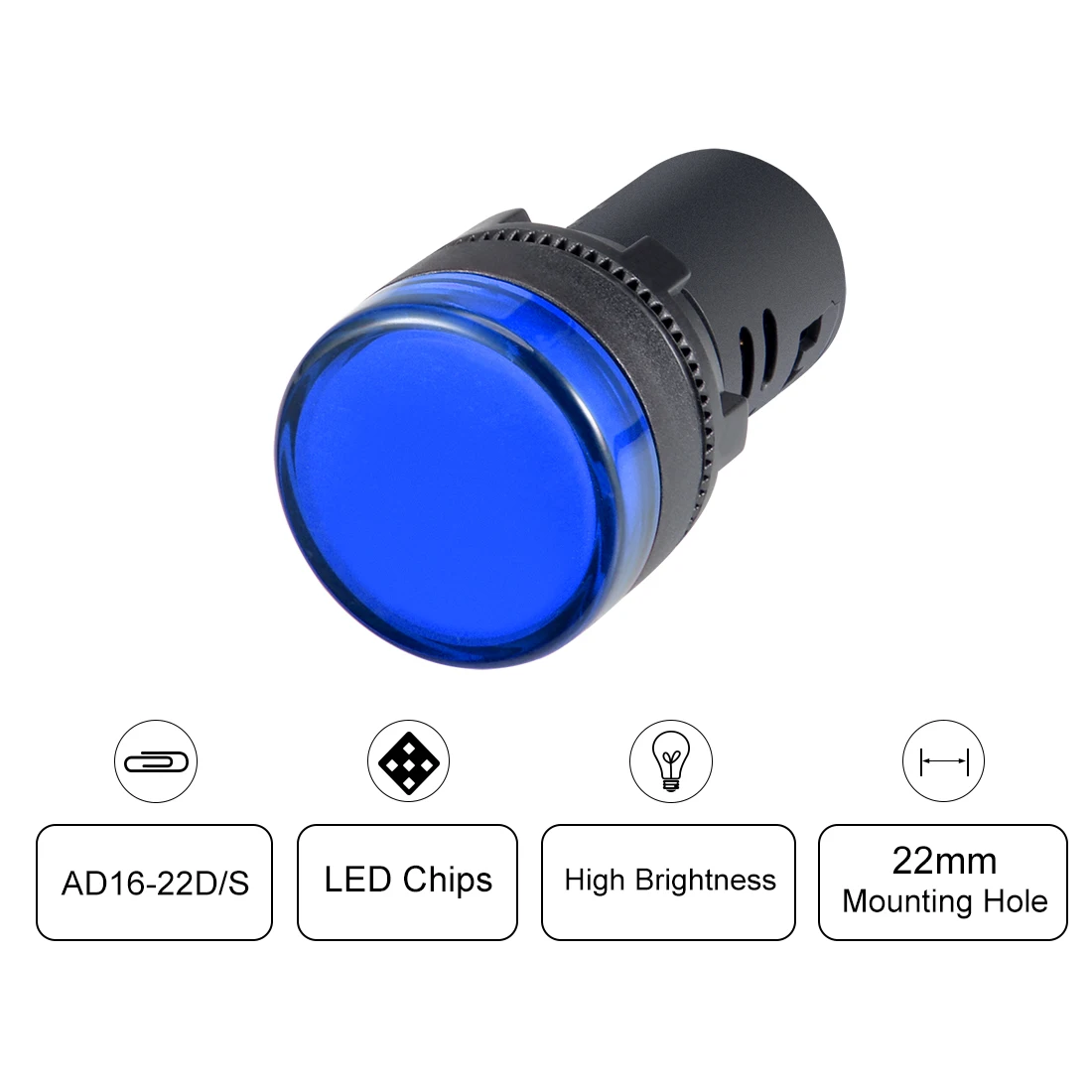 Uxcell 8 шт. AC 220 В индикатор синий светодиодный Скрытая Панель Крепление 7/8 &quot22