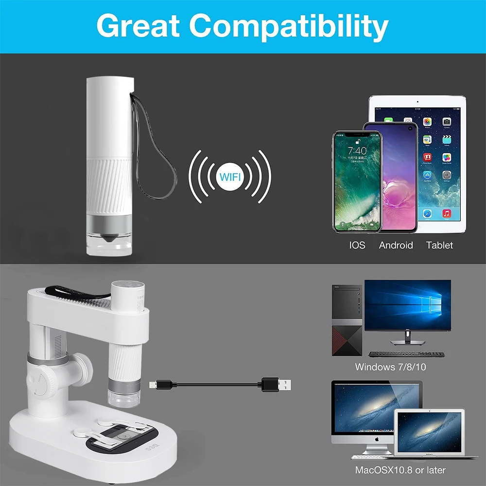 Children Biological 400X WIFI Digital Electronic Portable Microscope Home School Science Educational Toy Gift For Phone PC Ipad
