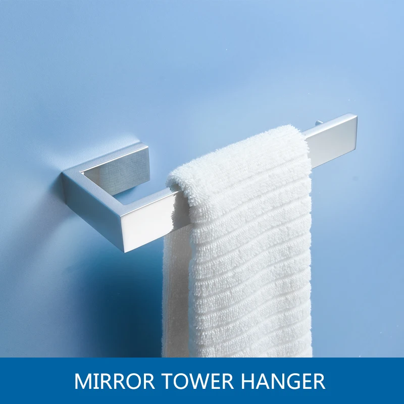 Mirror Towel Hanger Fapully 304 Stainless Steel 4pcs/Kit Brushed Wall Mount Towel Bar Cloth Hook Paper Holder Bathroom Accessories Sets Hardware - Цвет: Mirror Towel Hanger