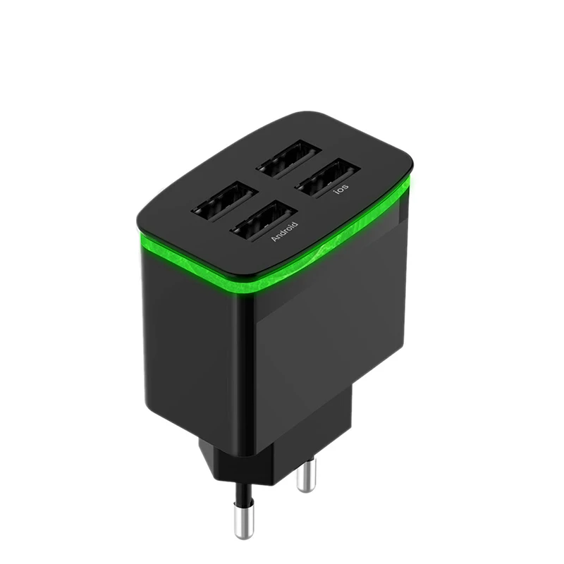 Black Новая мощность AC/DC адаптеры ЕС Plug Многофункциональный 4 USB порт светильник-излучающий зарядное устройство всего 3A путешествия USB зарядное устройство - Color: Black