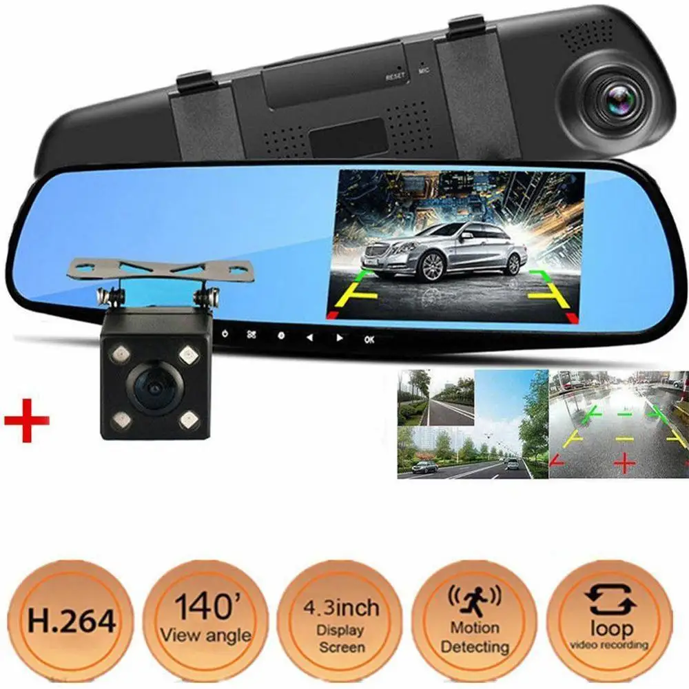 

DVR Dash Camera Dash Cam Car dvr Mirror Dual Lens Rear View Camera Rearview Dashcam Auto Recorder Video Full HD Front and Rear