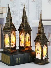  Christmas Retro Lantern Wind Light LED Decorative Night Lights for Bedroom Christmas Decoration for Home Xmas Bedside Table Lamp 