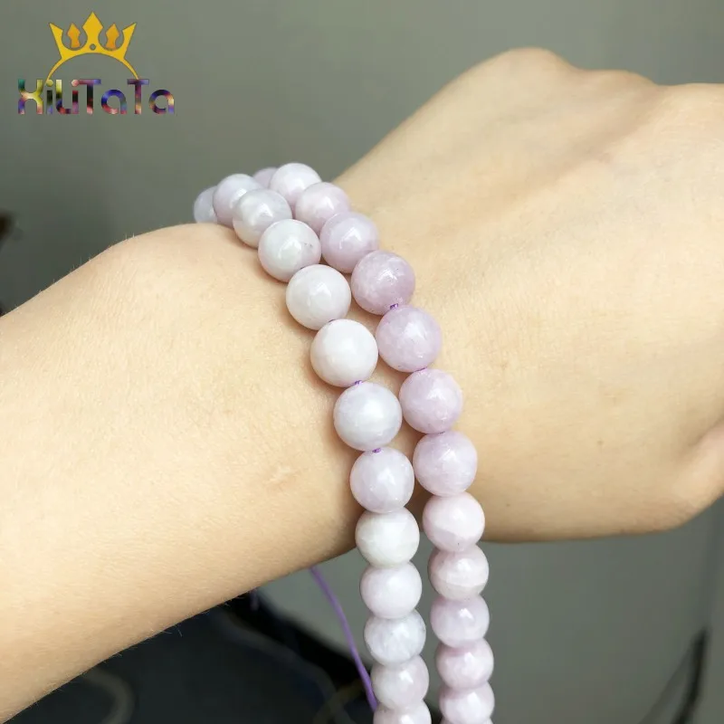 Natural Kunzite Purple Spodumene Stone Beads Round Gem Loose Beads For Jewelry Making DIY Bracelet Accessories 7.5'' 8/10/12mm