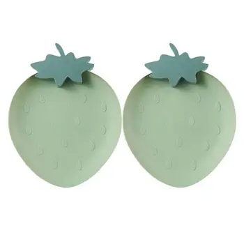 

2pcs Cute Strawberry Shape Fruit Food Tray Candy Plate Snack Dish Fruit Dry Food Plate Household Plastic Serving Plate For Home