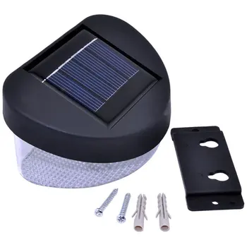 

Solar 2 LED Fence Light Black Shell White Light Walled Light Lamp Lightning Park Home Courtyard House Farm Garden