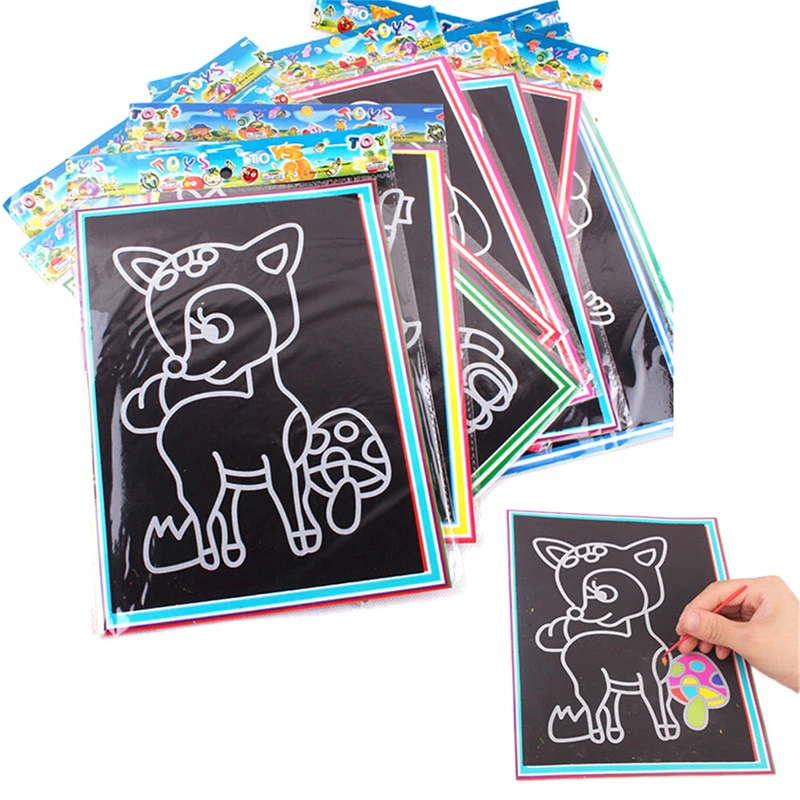 

1pcs 13*9.5cm Magic Color Scratch Art Paper Coloring Cards Available On Both Sides Scraping Drawing Toys For Children