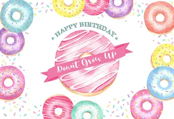 

Donut Theme Backdrops for Photography Happy Birthday Party Banner Decoration Girl Birthday Photo Background