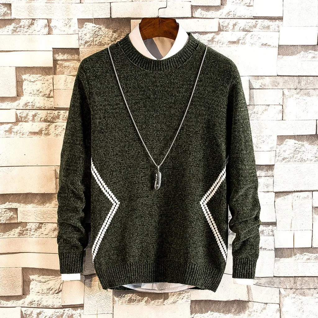 Men's New Autumn Winter Casual Long Sleeve Knitting Sweaters Tops Blouse Men Sweater Patchwork Knitted Sweaters Men 10.23