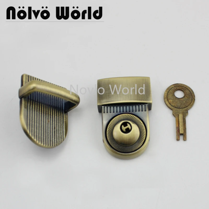 Cerradura funcional de metal para maletas y carteras, candado de colores plateado antiguo con llave, colores, 41x26mm, 2 a unidades|bag lock|brass bag hardwarebrass wallet -