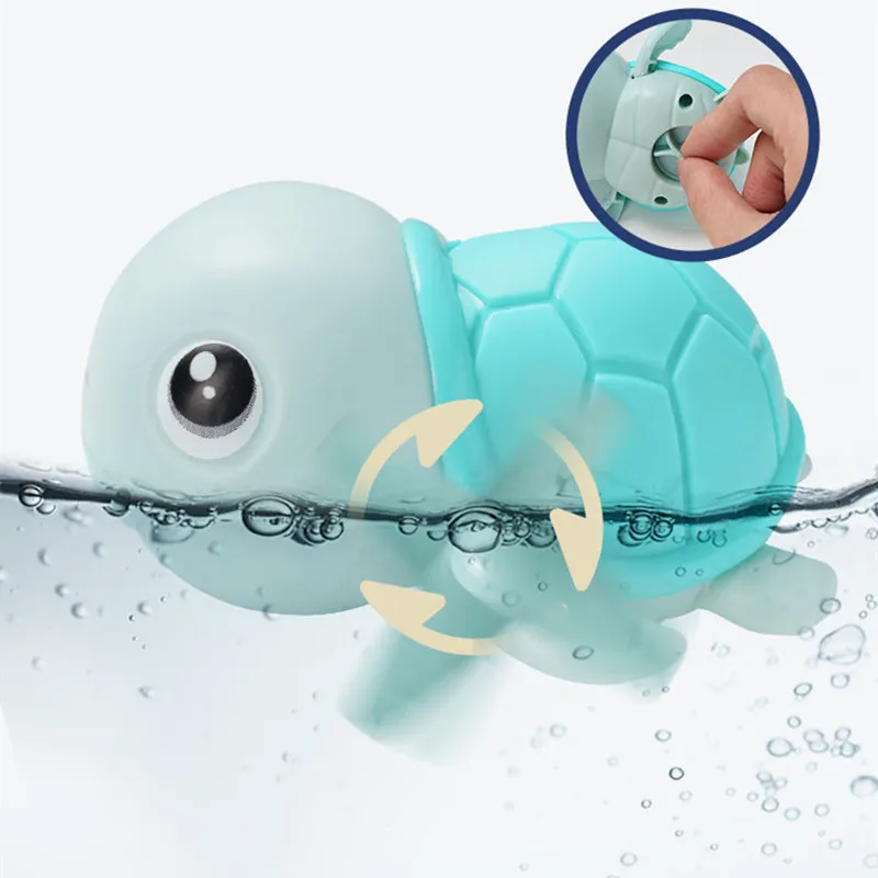 Baby Bath Toys Animal Cute Cartoon Tortoise Toddler Water Toys Wind-Up Swim Turtle Bathroom Baby Clockwork Animal Toy 5