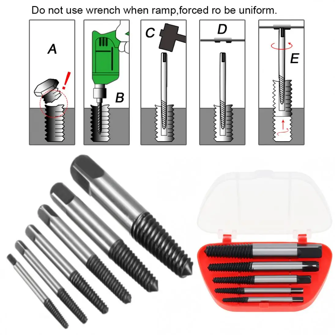 6pcs Set Screw Extractor Drill Bits Guide Broken Damaged Bolt Remover Easy Out 