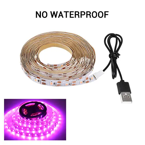 IP20 Non Waterproof Полный спектр светодиодный светильник для выращивания USB Светодиодная лента фитолампия 1 м 2 м 3 м Фито лампа для растений Комнатное цветочное семя гидропонная Палатка Лампа для выращивания растений - Испускаемый цвет: IP20 Non Waterproof
