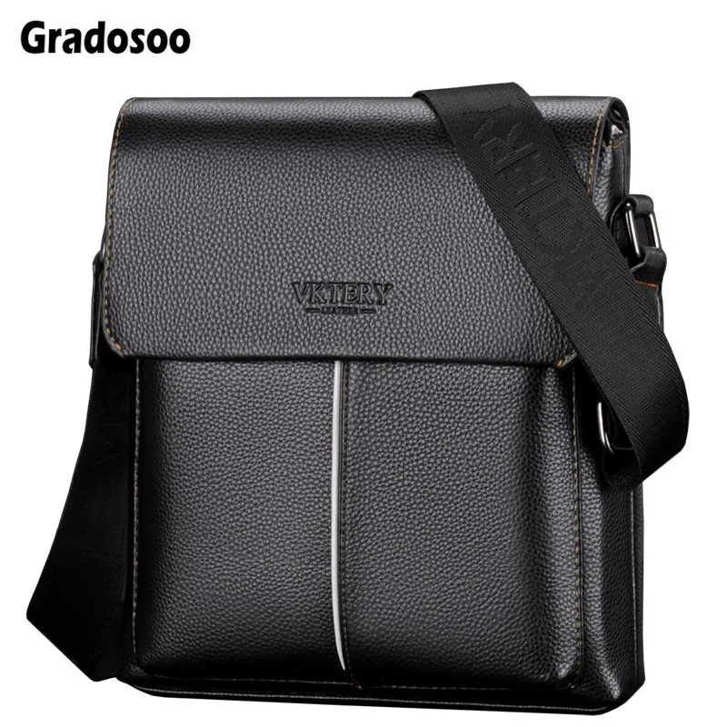 

Gradosoo Man Leather Bag Brand Shoulder Crossbody Bags PU Leather Male Bag iPad Business Messenger Bags Briefcase For Men LBF682