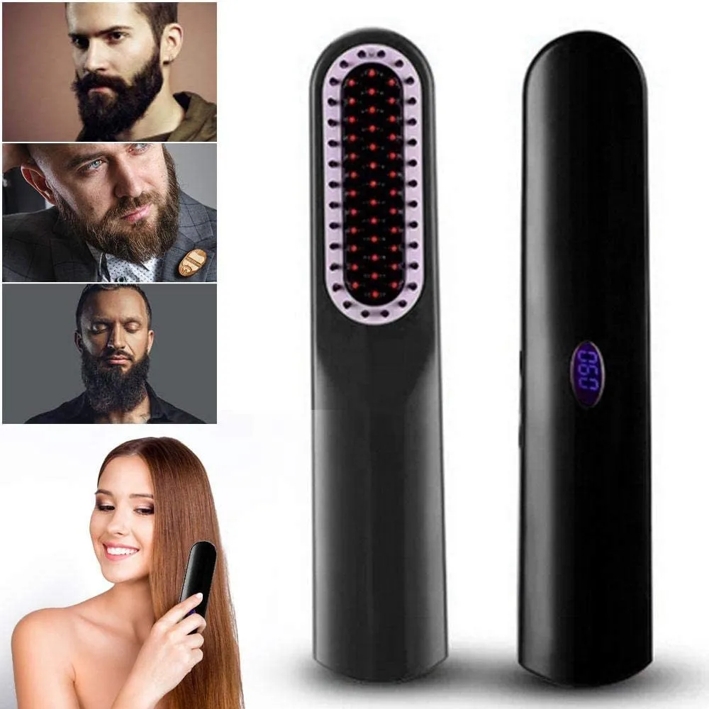 PROD 1005003351248427 Electric Straightening Brush Wireless Hair
Straightener USB Charging Beard Straightener Comb Mini Flat Iron Comb
Smoothing Brush