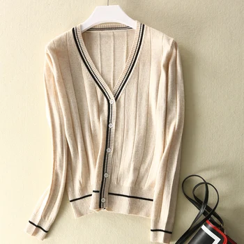 

100% Pure Wool Cardigan Women Outwear Loose Long Sleeve Korean Knittted Sweater For Women Winter Autumn Female Jacket Coat 2020