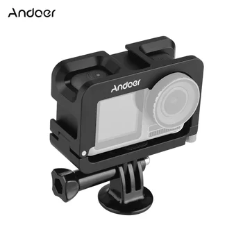 

Andoer Metal Camera Cage photography accessories Compatible with OSMO ACTION Vlog Shooting Cold Shoe Mount 1/4 Screw Interfaces