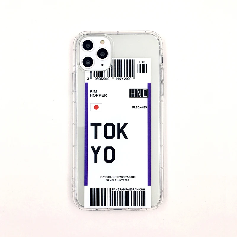 Горячая Распродажа, американский городской ярлык, штрих-код, чехол для телефона, для iPhone 6, 6s PLUS, 7, 8 Plus, авиационные билеты, простая буква, Нью-Йорк, прозрачный силиконовый чехол - Цвет: TOKYO