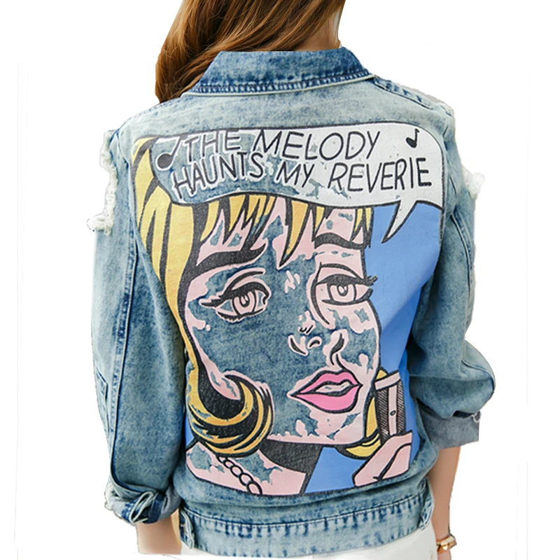 women's ripped denim jean jacket
