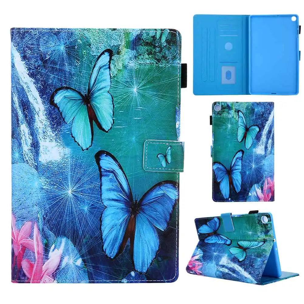 butterfly Умный чехол для Samsung Galaxy Tab A 10,1 T510 T515, кожаный чехол с откидной крышкой и подставкой, ультра тонкий чехол для автоматического сна - Цвет: butterfly