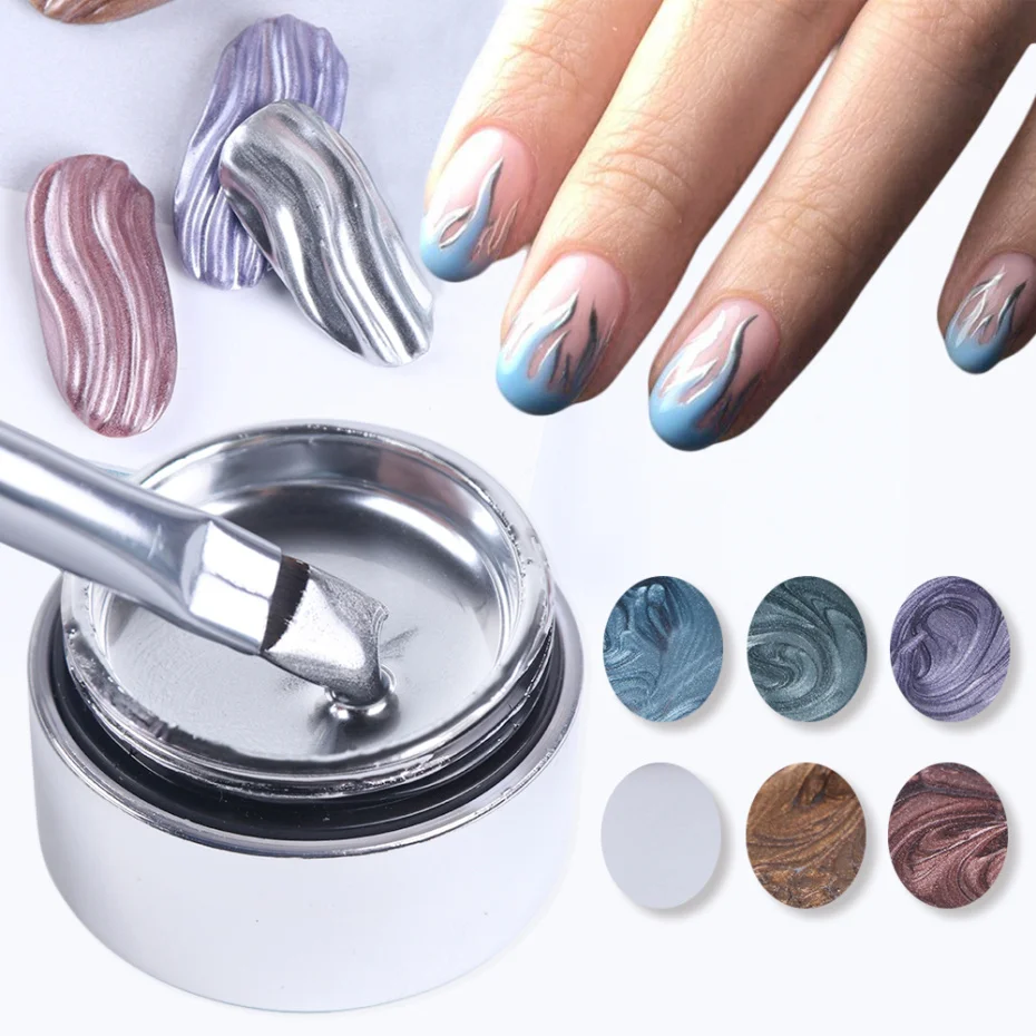

6ml Silver Gel Nail Polish Mirror Metal Effect Painting Drawing Gel Primer Vernish for Manicure Design Chrome Lacquer LA776-2