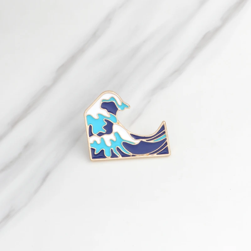 Океан эмалированные булавки коллекции Дракон штукатурка модель КИТ синяя морская волна ювелирные изделия природа Броши Булавки на лацкан для океана любовника подарки - Metal color: 5