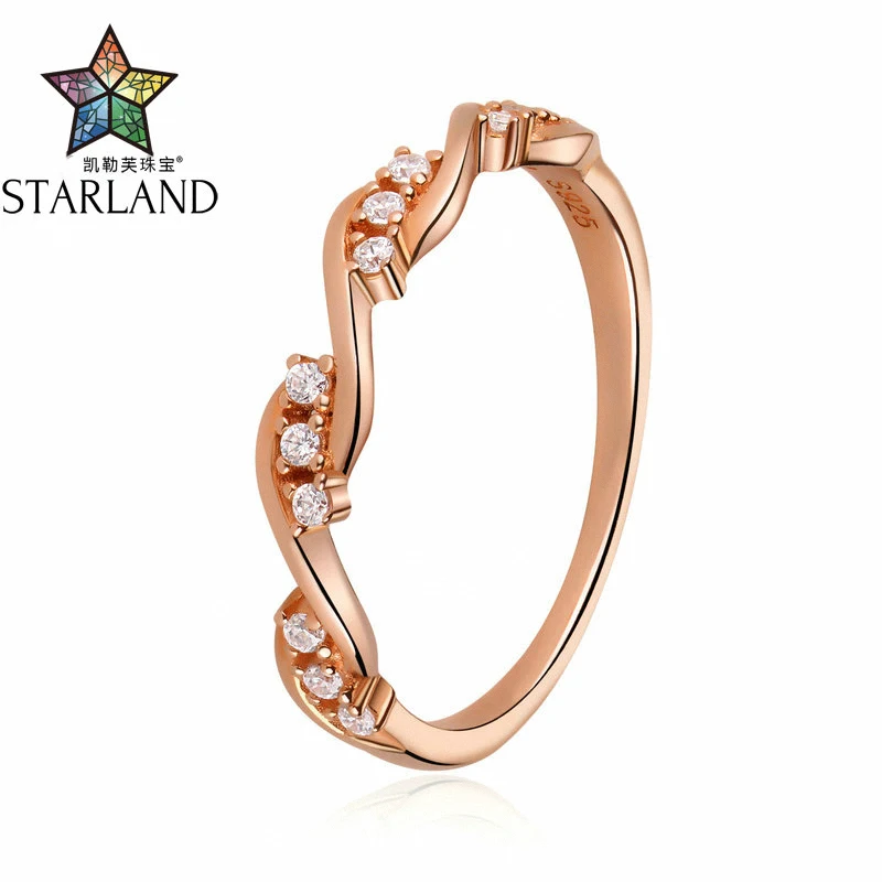 Starland OL стиль 925 пробы серебро белый CZ цветок лоза кольца для женщин розовое золото элегантное обручальное кольцо ювелирные украшения