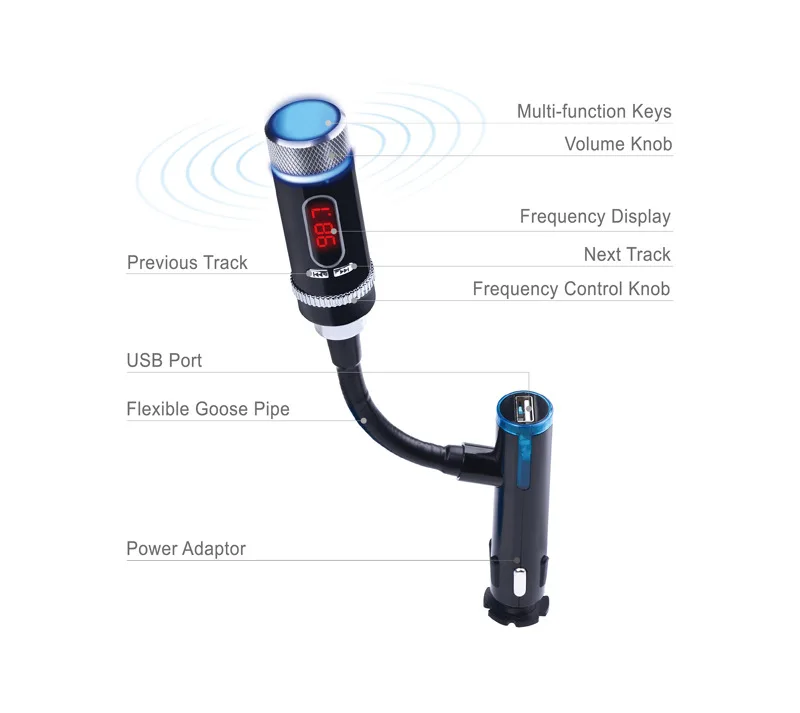 Bluetooth Hands-free автомобильный комплект fm-передатчик беспроводной аудио передатчик автомобильный Bluetooth Hands-Free Телефон с передатчиком