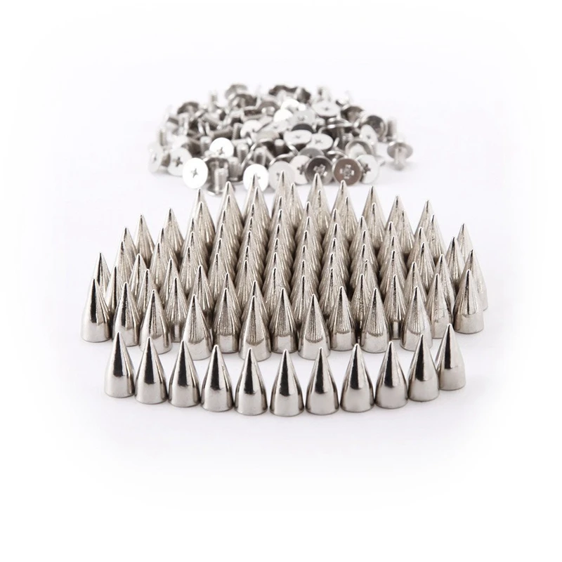 

100 PCS DIY nails / rivets ball PUNK clothing customization Silver 7x15mm