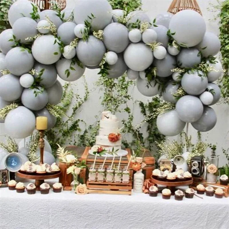20 Вт, 30 Вт, 50pcs Macaron вечерние душ 10 дюймов пастельные матово-серый воздушные шары для свадьбы фон декор для Семья День рождения расходные материалы