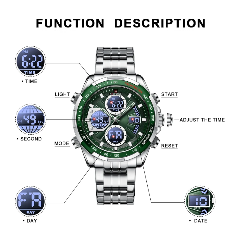 NAVIFORCE New Business Men's Watches Analog Digital Sports