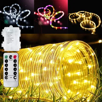 Led Tube Rope Strip Verlichting 8 Modes Afstandsbediening Usb Garland Outdoor Indoor Diy Decoratie Kerst Wedding Garden Tree Lights